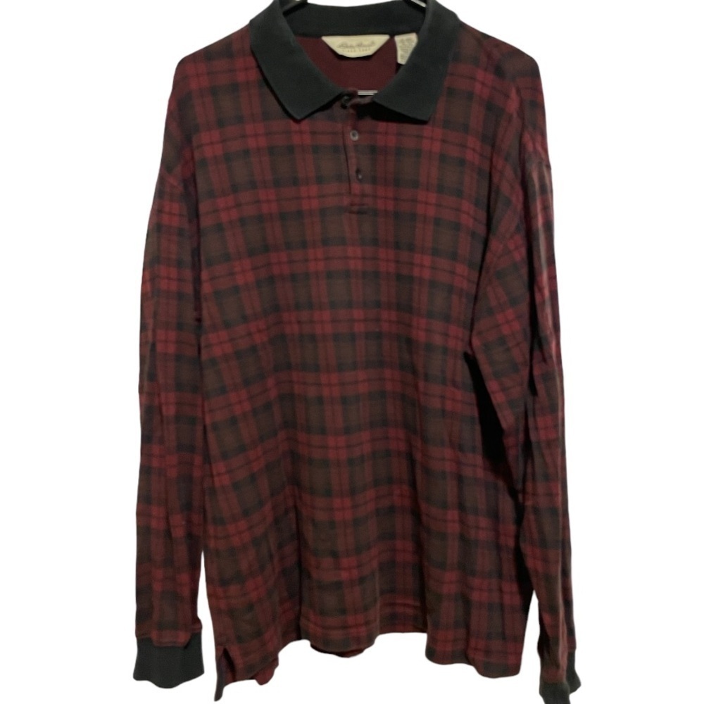 Eddie Bauer 100% Cotton Plaid Long Sleeve Shirt Size XL